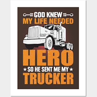 HERO TRUCKER. Driver Trucker Gift Posters and Art